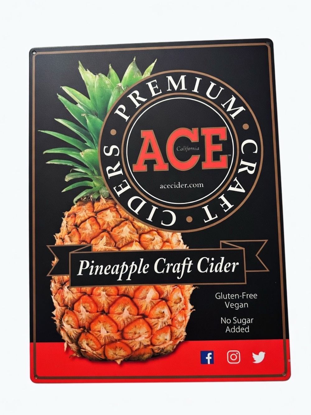 ACE Pineapple Craft Cider Metal Advertising Sign New Sealed Bar Décor